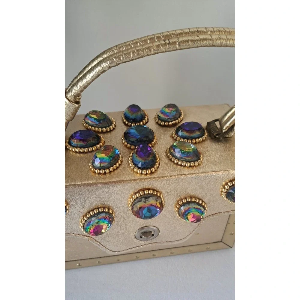 VTG 60s Gold Box Purse Hollywood Glamour